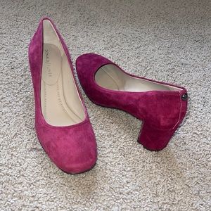 Velvet Donald Pliner. Short chunky block heels.